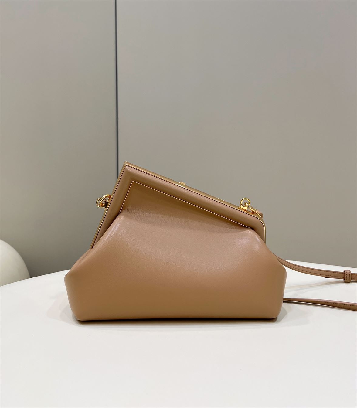 FENDI FIRST SMALL BROWN LEATHER BAG