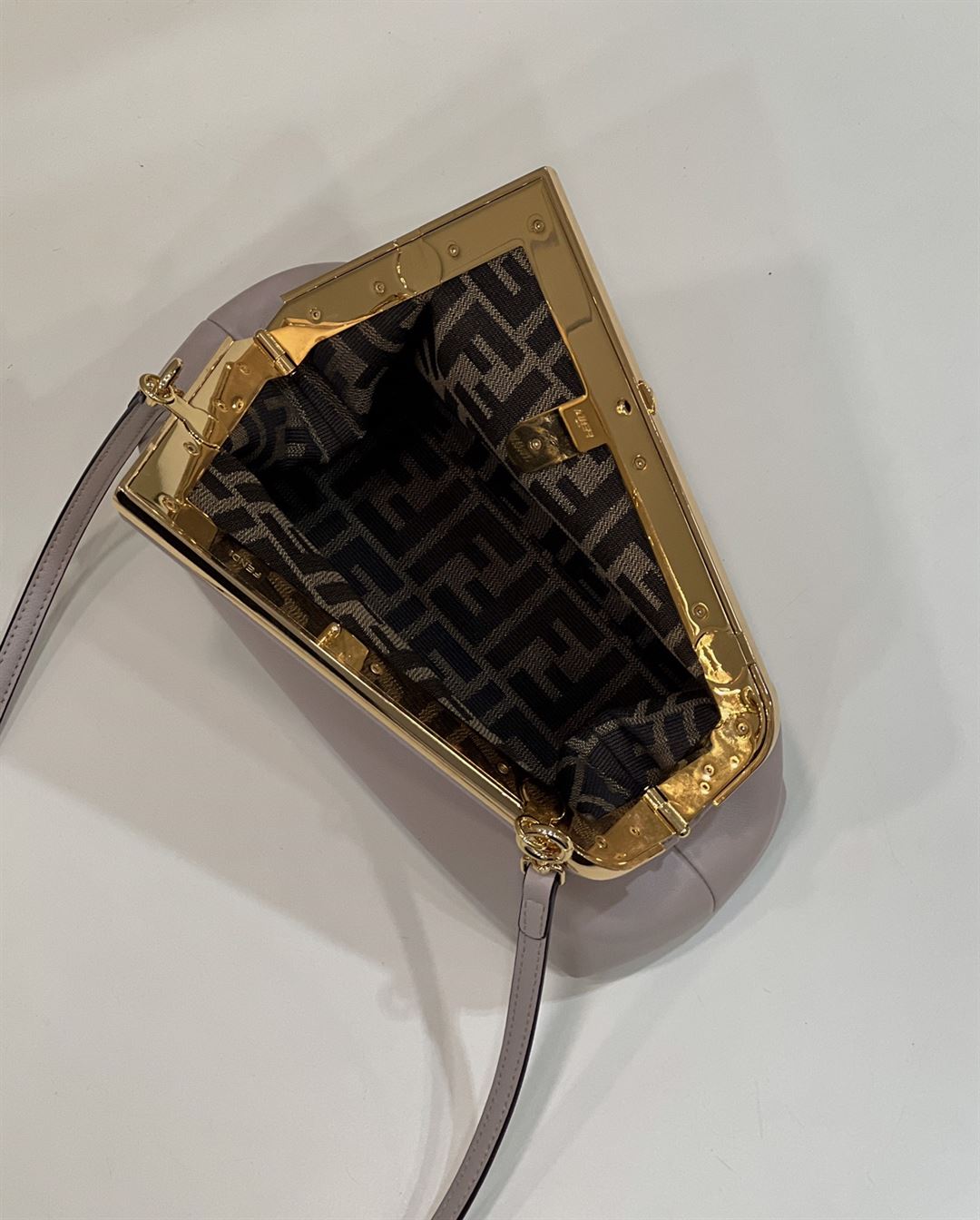 FENDI FIRST SMALL DOVE GREY LEATHER BAG