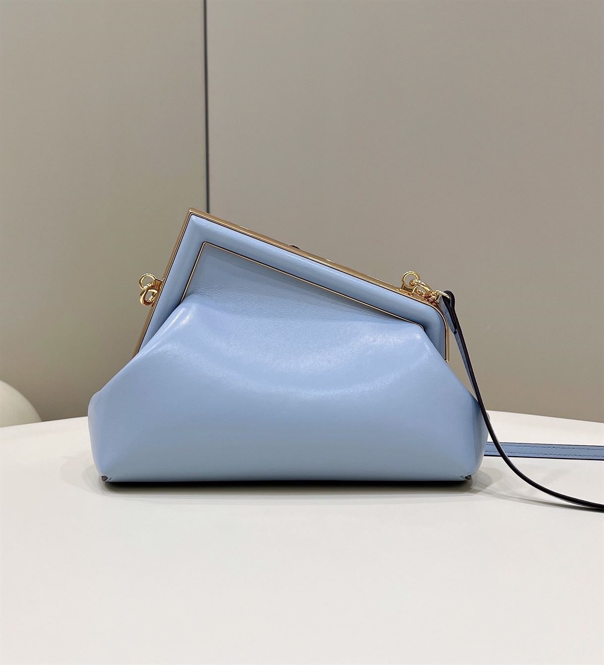 FENDI FIRST SMALL LIGHT BLUE LEATHER BAG