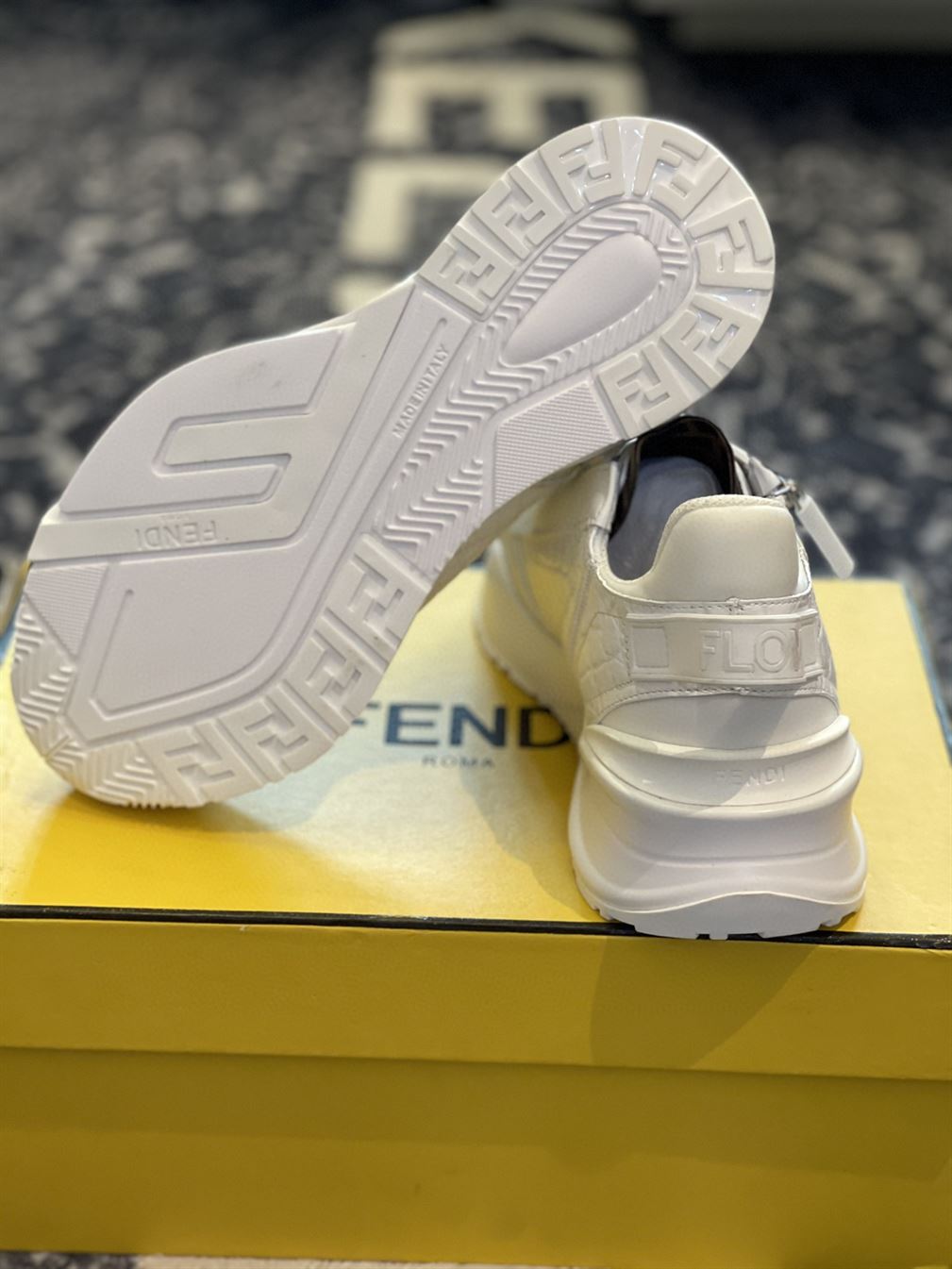 FENDI FLOW WHITE CAIMAN LOW TOPS - FDS012