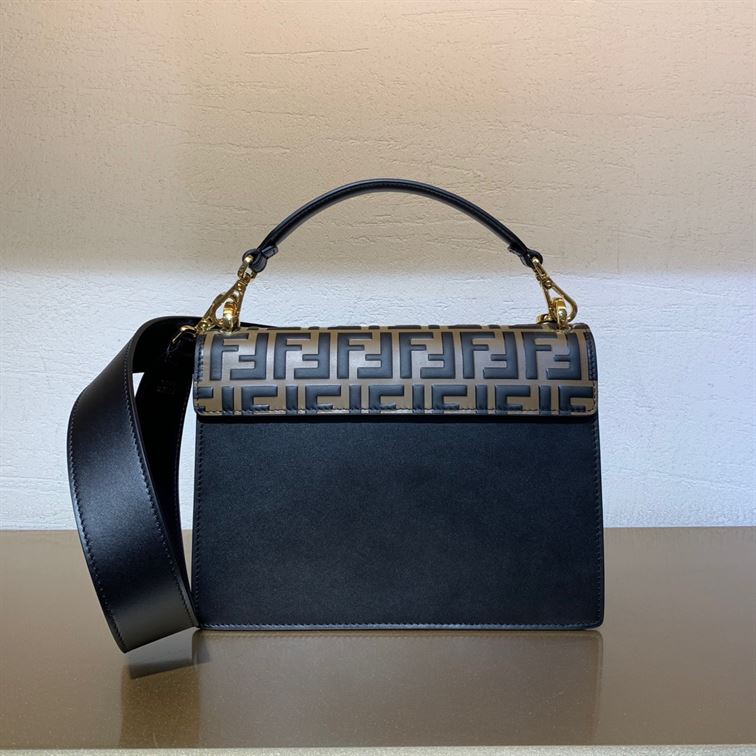 FENDI KAN I BLACK LEATHER BAG