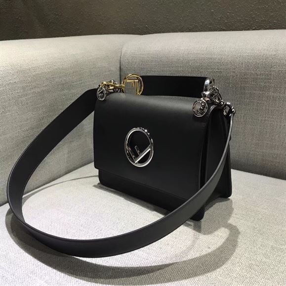 FENDI KAN I CALFSKIN LEATHER SHOULDER BAG