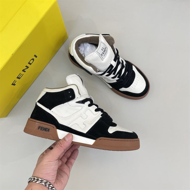 FENDI MATCH BLACK LEATHER HIGH TOPS - FDS016