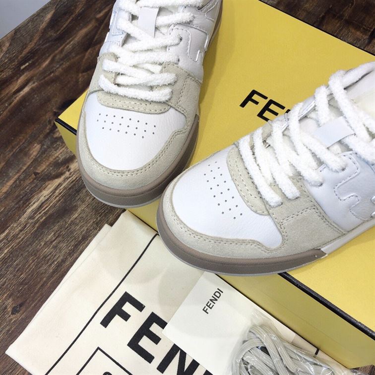 FENDI MATCH LOW-TOP SNEAKERS IN WHITE SUEDE - FDS004