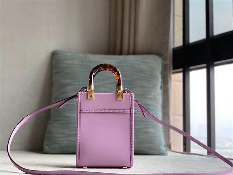 FENDI MINI SUNSHINE SHOPPER LILAC LEATHER MINI BAG
