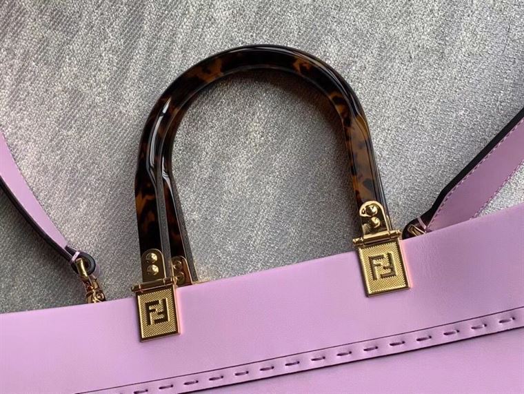 FENDI SUNSHINE MEDIUM LILAC LEATHER SHOPPER