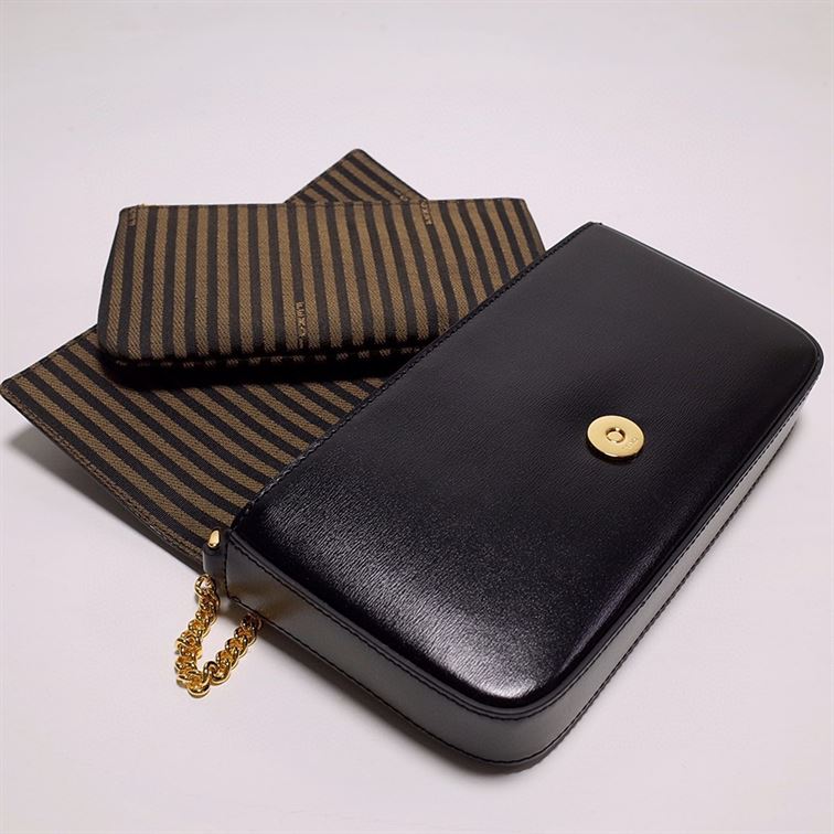 FENDI WALLET ON CHAIN WITH POUCHES BLACK MINI BAG