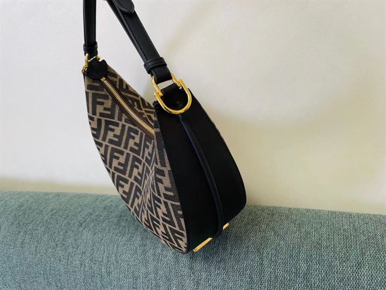 FENDIGRAPHY SMALL BROWN FF FABRIC BAG