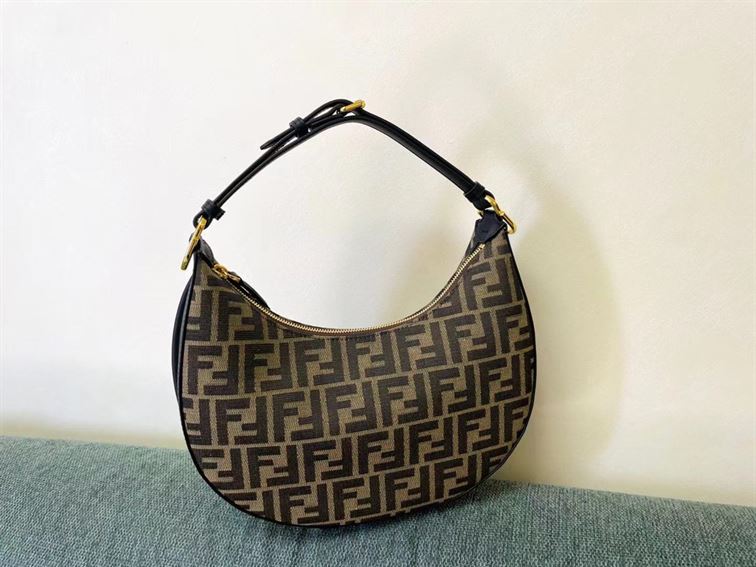 FENDIGRAPHY SMALL BROWN FF FABRIC BAG