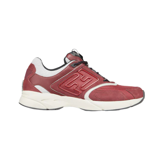 FENDY FASTER TRAINERS BURGUNDY NUBUCK LEATHER LOW TOPS - FDS021