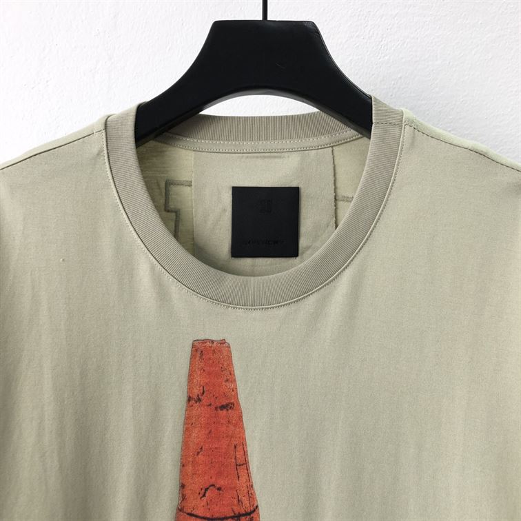 GIVENCHY SLIM FIT T-SHIRT IN JERSEY WITH CERAMIC PRINT IN LIGHT GREEN - GTS004