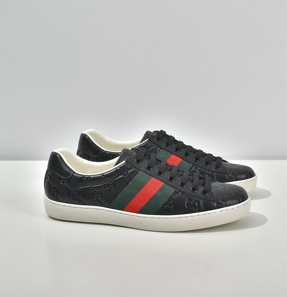 GUCCI ACE SIGNATURE SNEAKER BLACK - GCC028
