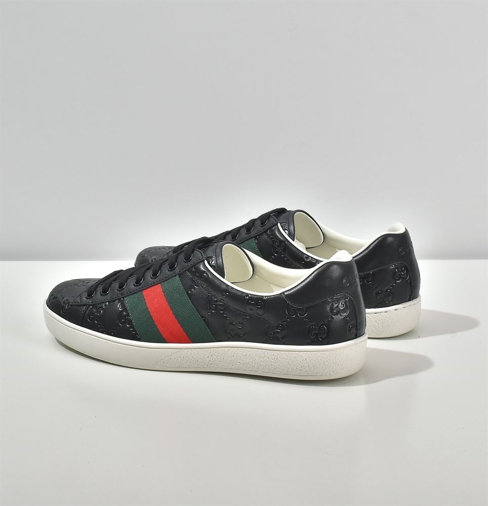 GUCCI ACE SIGNATURE SNEAKER BLACK - GCC028