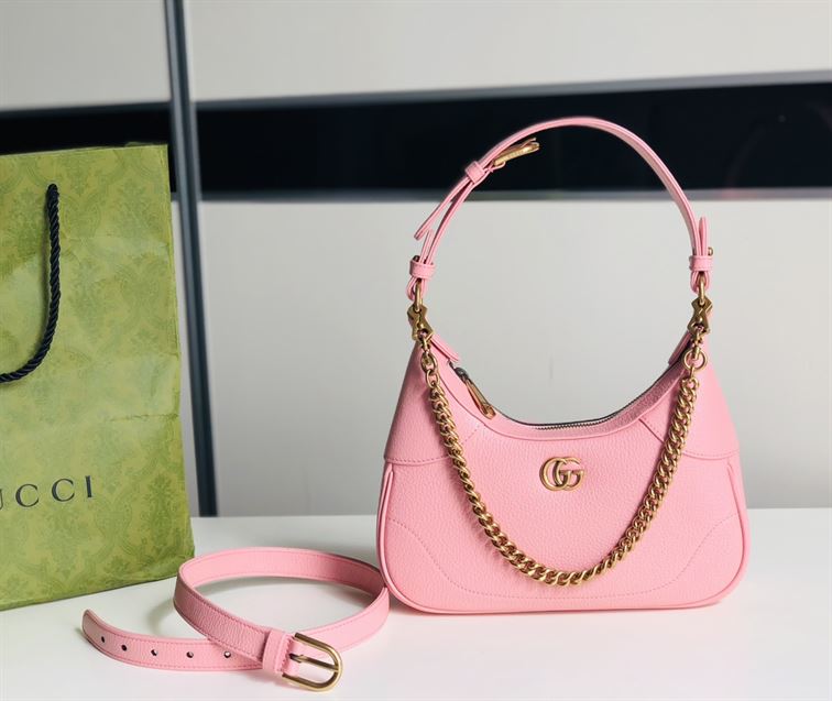 GUCCI APHRODITE SMALL SHOULDER BAG IN LIGHT PINK LEATHER