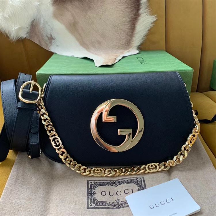GUCCI BLONDIE SHOULDER BAG IN BLACK LEATHER