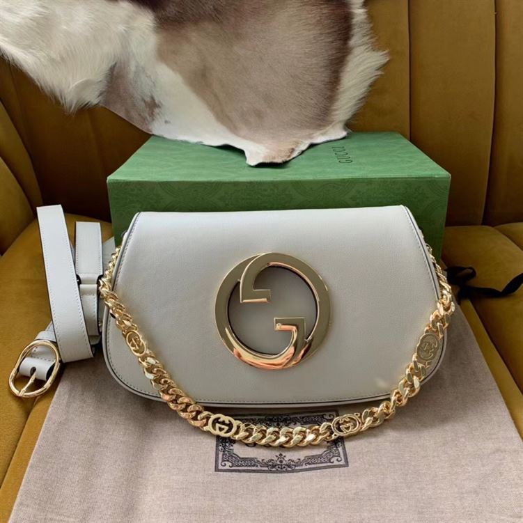 GUCCI BLONDIE SHOULDER BAG IN WHITE LEATHER