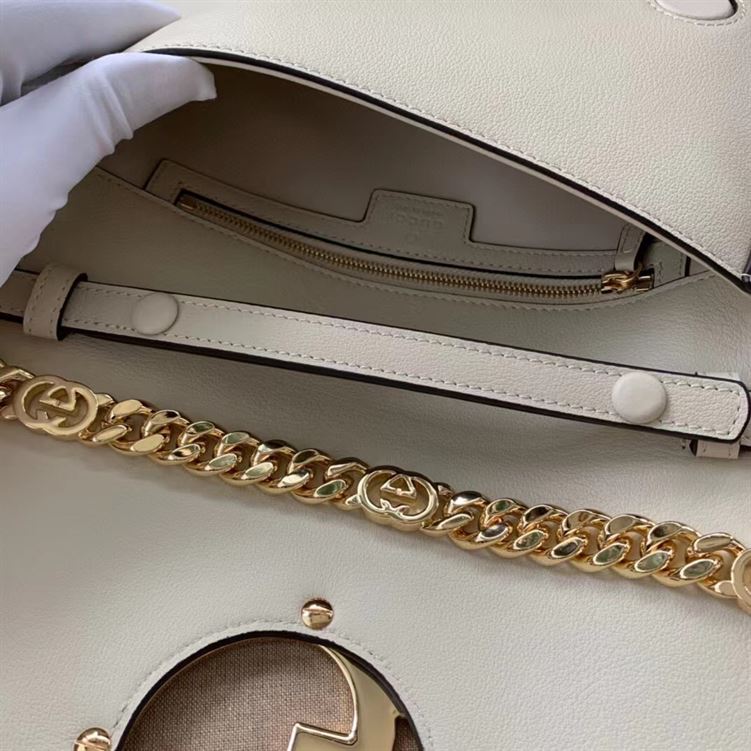 GUCCI BLONDIE SHOULDER BAG IN WHITE LEATHER