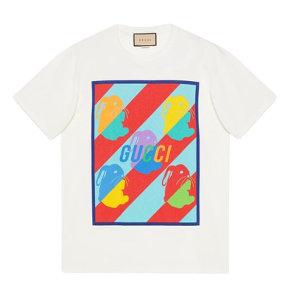GUCCI BUNNY PRINT COTTON JERSEY T-SHIRT - GGS024