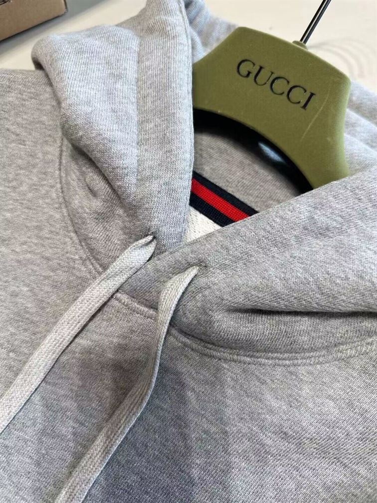 GUCCI COTTON JERSEY HOODED SWEATSHIRT GRAY - GCK029