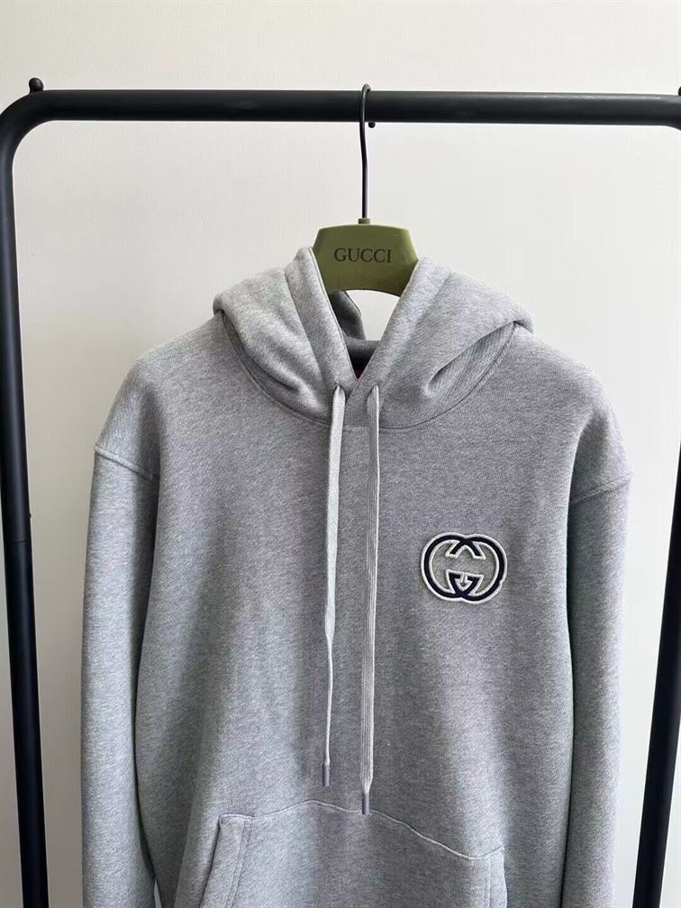 GUCCI COTTON JERSEY HOODED SWEATSHIRT GRAY - GCK029