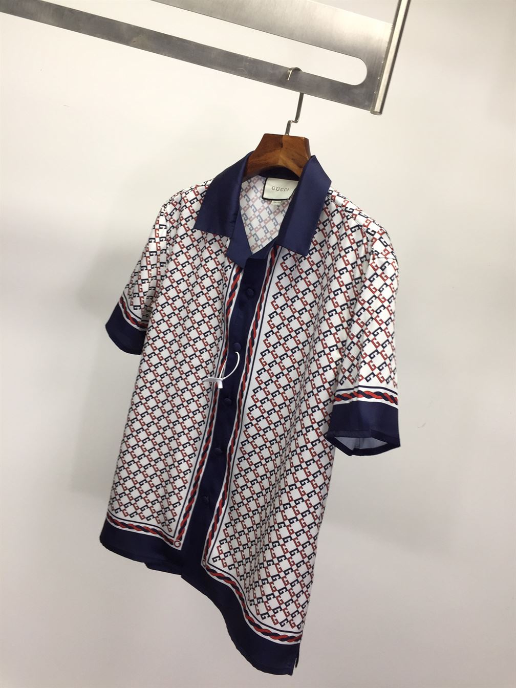 GUCCI GEOMETRIC G PRINT MUSLIN BOWLING SHIRT - GGS023