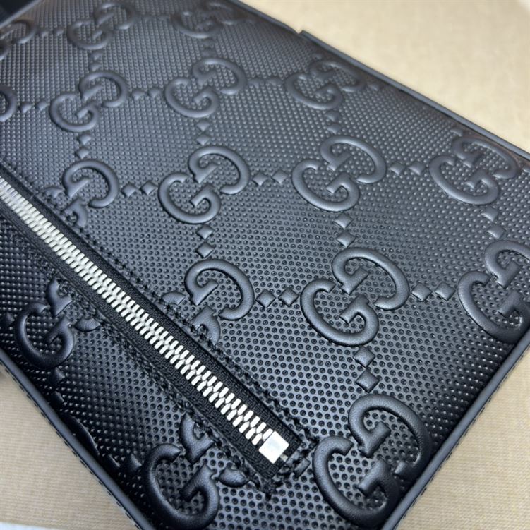 GUCCI GG EMBOSSED SLING BACKPACK BLACK LEATHER - BG018