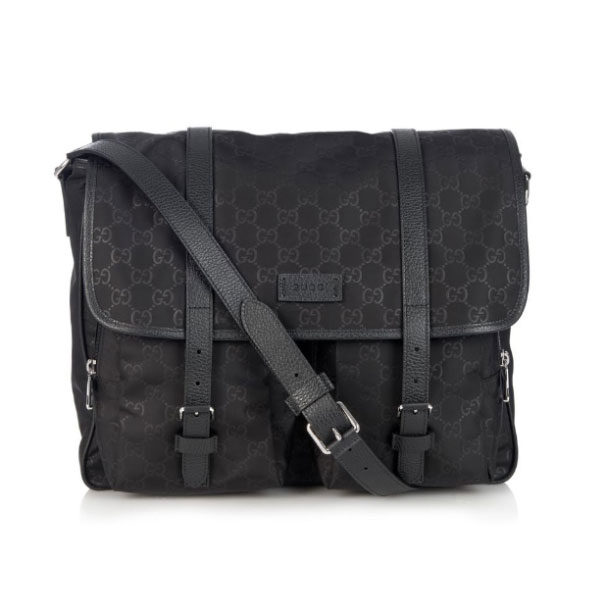 GUCCI GG GUCCISSIMA BLACK NYLON MESSENGER BAG - BG049