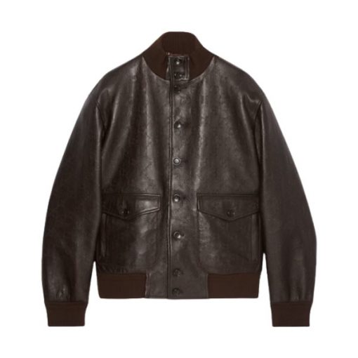 GUCCI GG LEATHER BOMBER JACKET - GCJ040