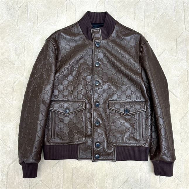 GUCCI GG LEATHER BOMBER JACKET - GCJ040