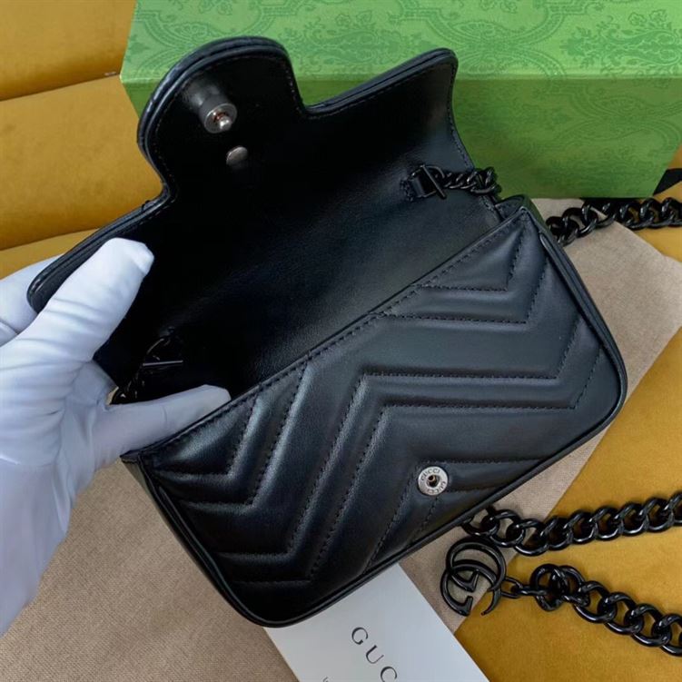 GUCCI GG MARMONT BELT BAG IN BLACK LEATHER