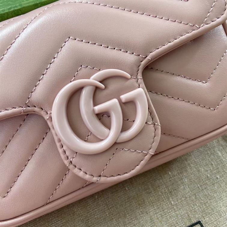 GUCCI GG MARMONT BELT BAG IN LIGHT PINK LEATHER