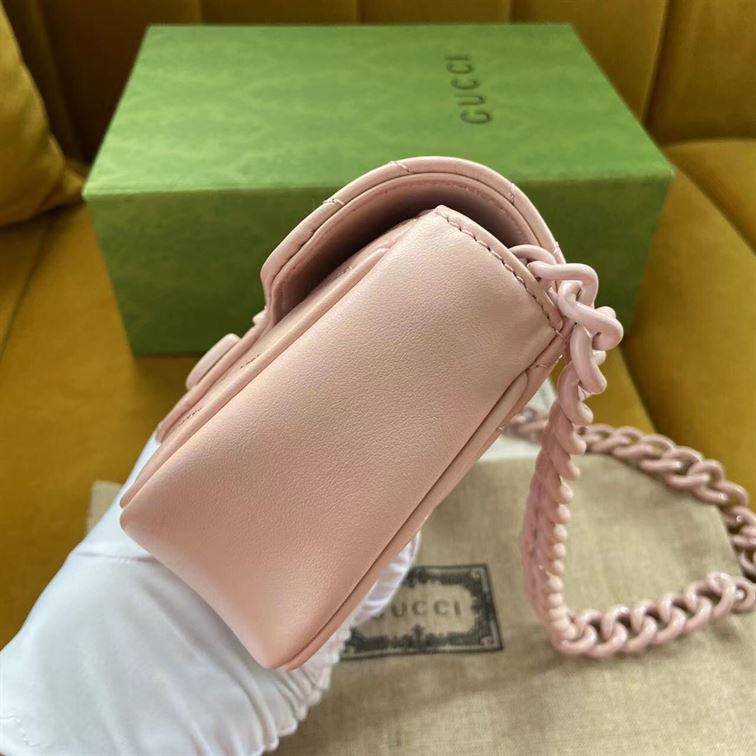 GUCCI GG MARMONT BELT BAG IN LIGHT PINK LEATHER