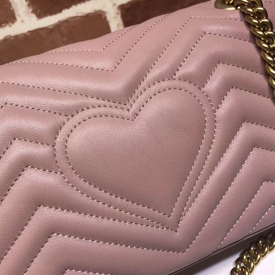 GUCCI GG MARMONT SMALL SHOULDER BAG DUSTY PINK LEATHER