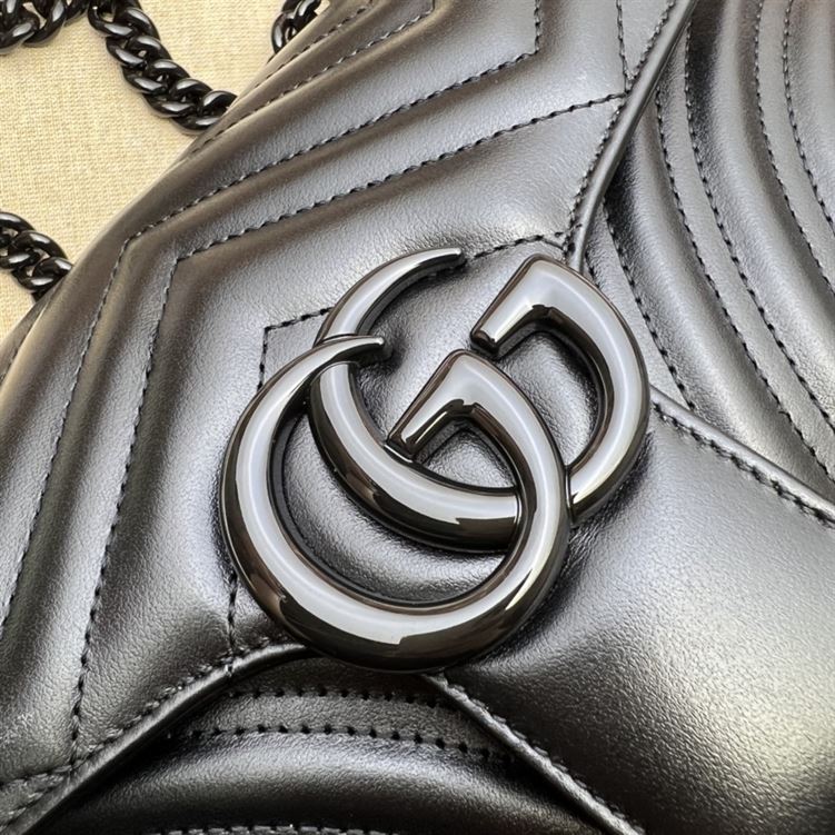 GUCCI GG MARMONT SMALL SHOULDER BAG IN BLACK LEATHER