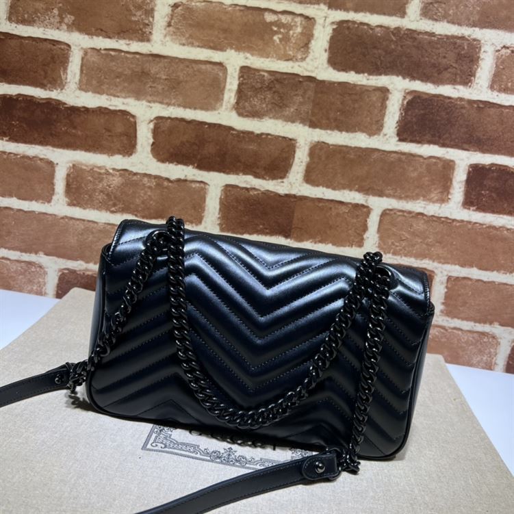 GUCCI GG MARMONT SMALL SHOULDER BAG IN BLACK LEATHER