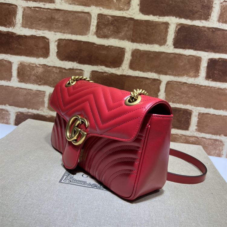 GUCCI GG MARMONT SMALL SHOULDER BAG RED LEATHER