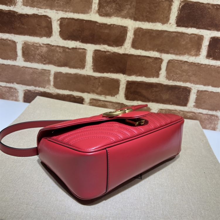GUCCI GG MARMONT SMALL SHOULDER BAG RED LEATHER