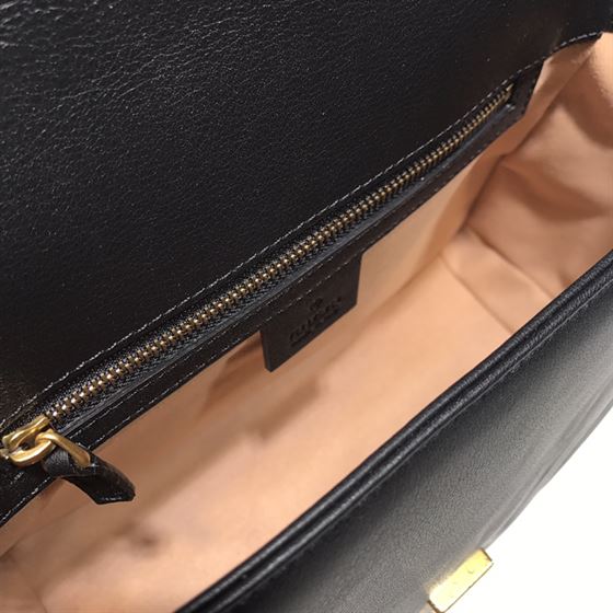 GUCCI GG MARMONT SMALL TOP HANDLE BAG IN BLACK LEATHER