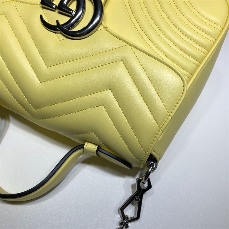GUCCI GG MARMONT SMALL TOP HANDLE BAG IN YELOW