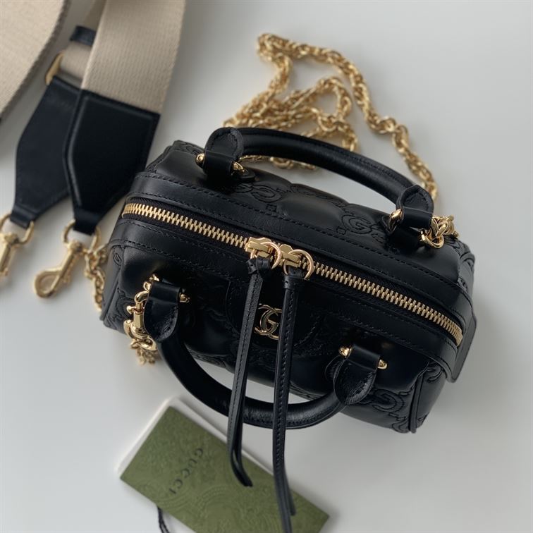 GUCCI GG MATELASSE MINI BAG IN BLACK LEATHER