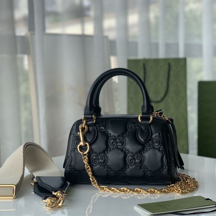 GUCCI GG MATELASSE MINI BAG IN BLACK LEATHER