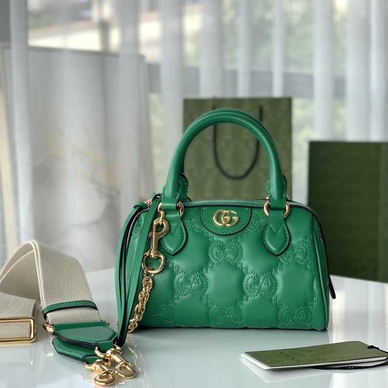 GUCCI GG MATELASSE MINI BAG IN BRIGHT GREEN LEATHER