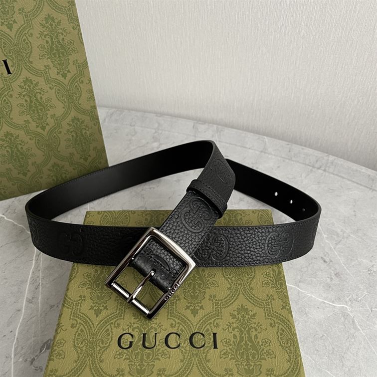 GUCCI GG RUBBER-EFFECT LEATHER BELT - GB049