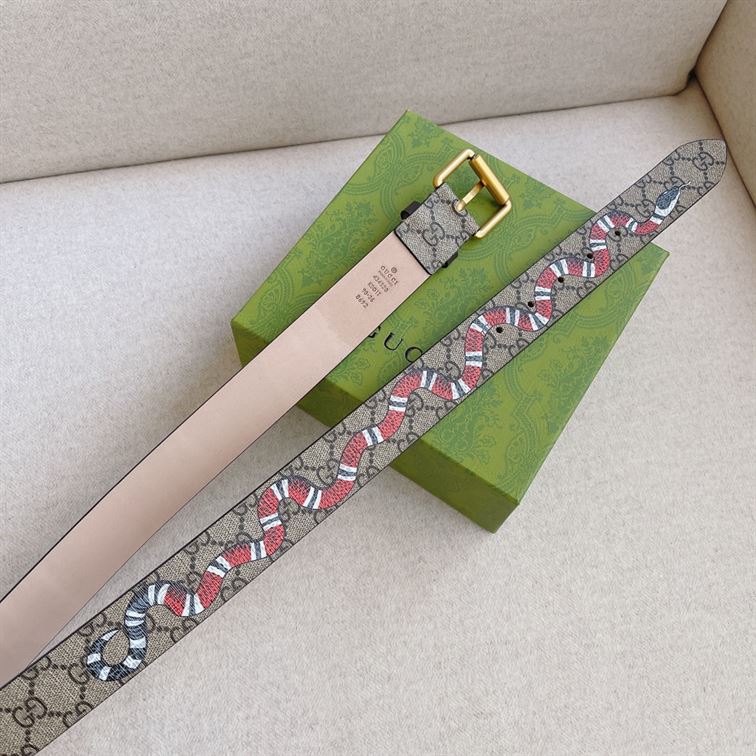 GUCCI GG SUPREME BELT WITH KINGSNAKE PRINT - GB034