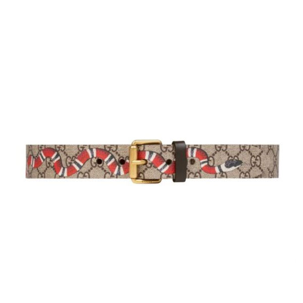 GUCCI GG SUPREME BELT WITH KINGSNAKE PRINT - GB034