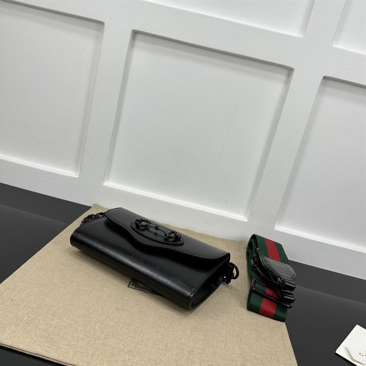 GUCCI HORSEBIT 1955 MINI BAG IN BLACK LEATHER