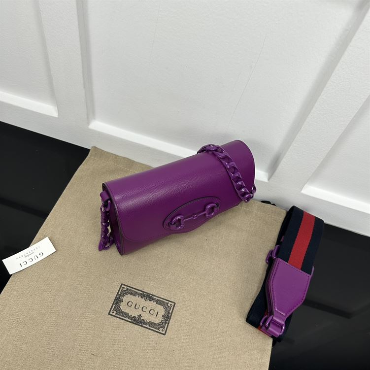 GUCCI HORSEBIT 1955 MINI BAG IN PURPLE LEATHER