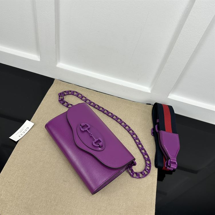 GUCCI HORSEBIT 1955 MINI BAG IN PURPLE LEATHER