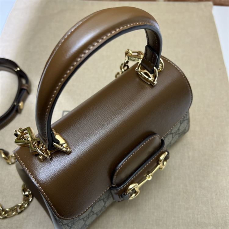 GUCCI HORSEBIT 1955 MINI BAG WITH LIGHT BROWN