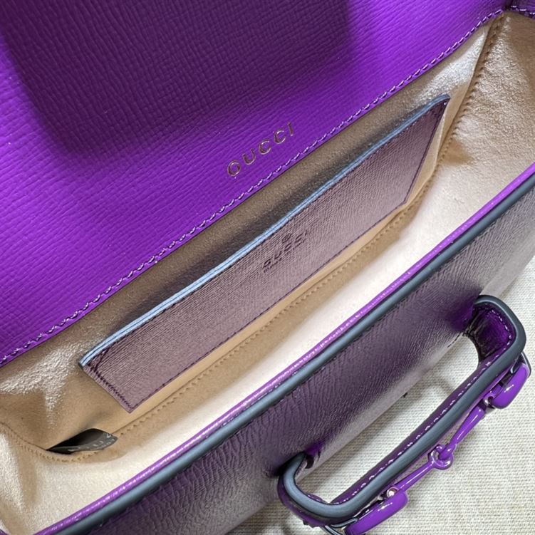 GUCCI HORSEBIT 1955 SMALL SHOULDER BAG PURPLE LEATHER